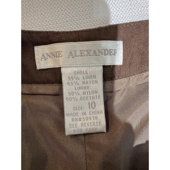 Annie Alexander Vintage Womens Linen Blend Wide Leg Crop Pants Sz 10 Brown Lined - Picture 3 of 15